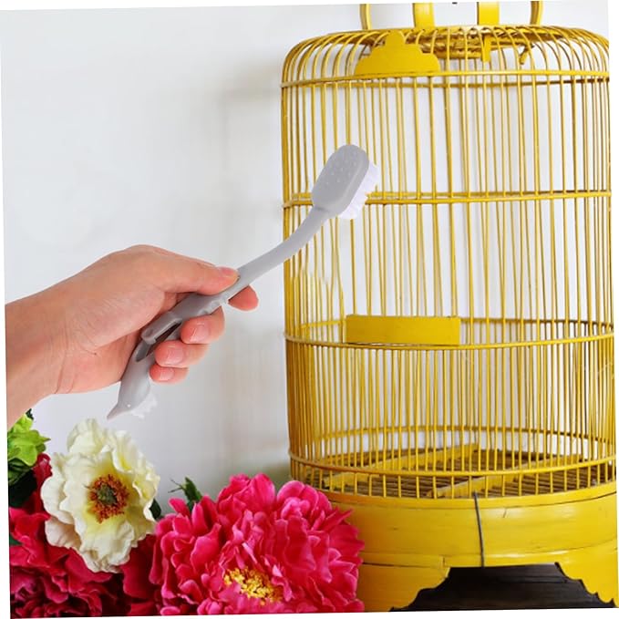 Milisten 3pcs Bird Cage Cleaning Brush with Dual Essential Pet Cage Cleaner Tool for Birds Small Animals Handle Design for Easy Efficient Cleaning Soft Bristles Protect