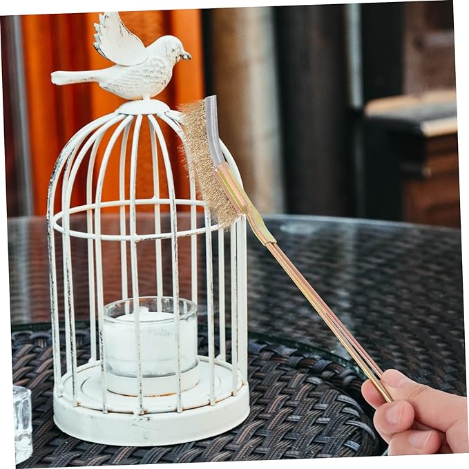 1Set Long Handle Bird Cage Cleaner Brush Wire Brush with Angled Heads for Cleaning of Bird Cages Bird Cage Accessories for