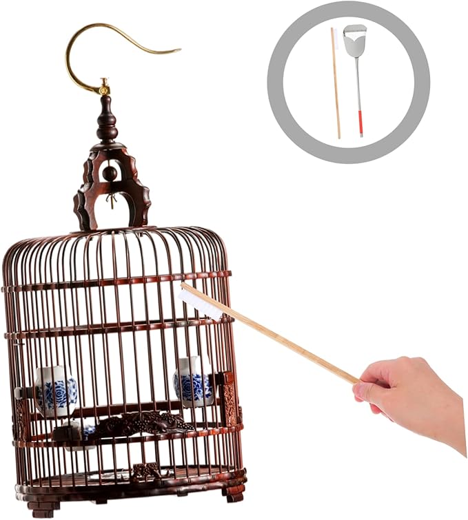 MERRYHAPY 2pcs Bird Cage Cleaning Brush Set Versatile Cage Cleaner with Droppings Scoop and Brush for Efficient Pet Care Accessories