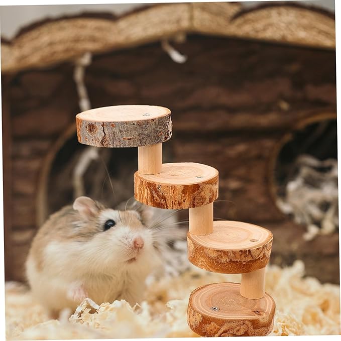 Wooden Pet Ladder Toy for Hamsters Dwarf Hamsters Safe Climbing Accessory for Bird Cages Encourages Exercise Coordination Smooth Finish Easy to Space-Saving Design