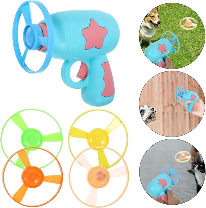 VANZACK 1set Kitten Interactive Flying Disc Toy Outdoor Chasing Game for Cats Engaging Pet Plaything Non-Glowing Discs for Fun