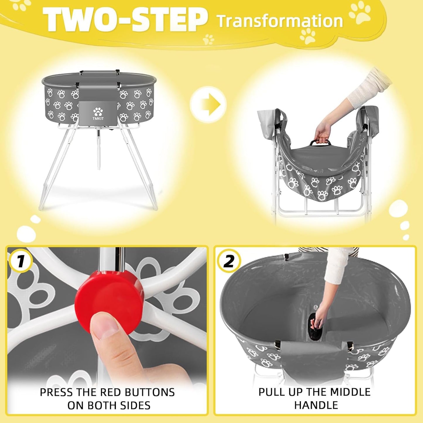 Dog Bathtub, Elevated Dog Bath Tub for Pet Bathing Shower and Grooming. Portable, Foldable with Safety Lock, Professional Pet Dog Washing Station for Small, Medium, Large Dogs Cats, No Backache