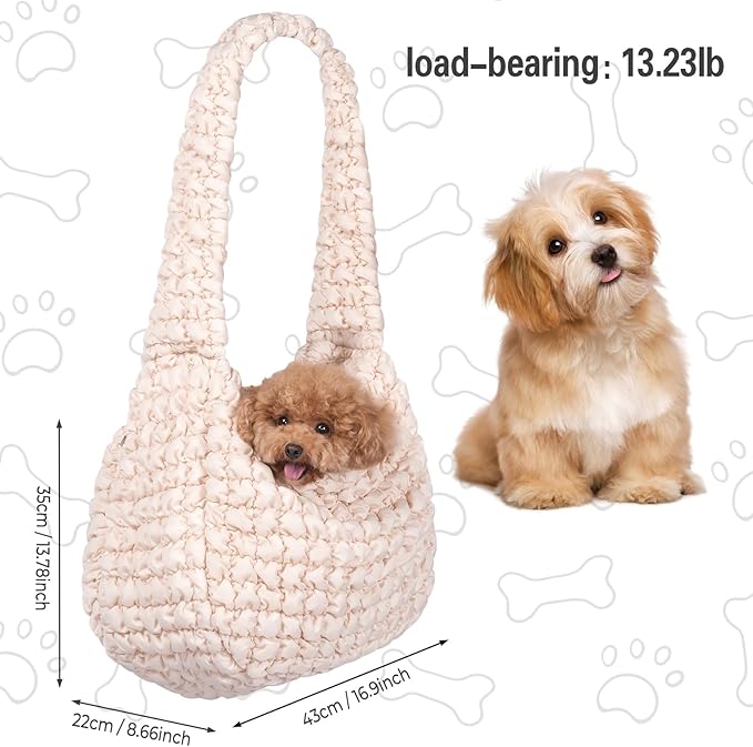 Small Pet Carrier Sling, Hands-Free Carrier for Dogs and Cats with Safety Leash