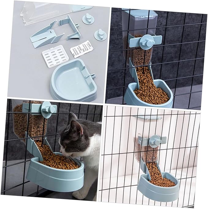 Automatic Hanging Bird and Small Pet Feeder with Water Dispenser, Blue Sturdy Feeder for Outdoor Birdcage, Hamster Cage Accessory Suitable for Birds and Small Pets