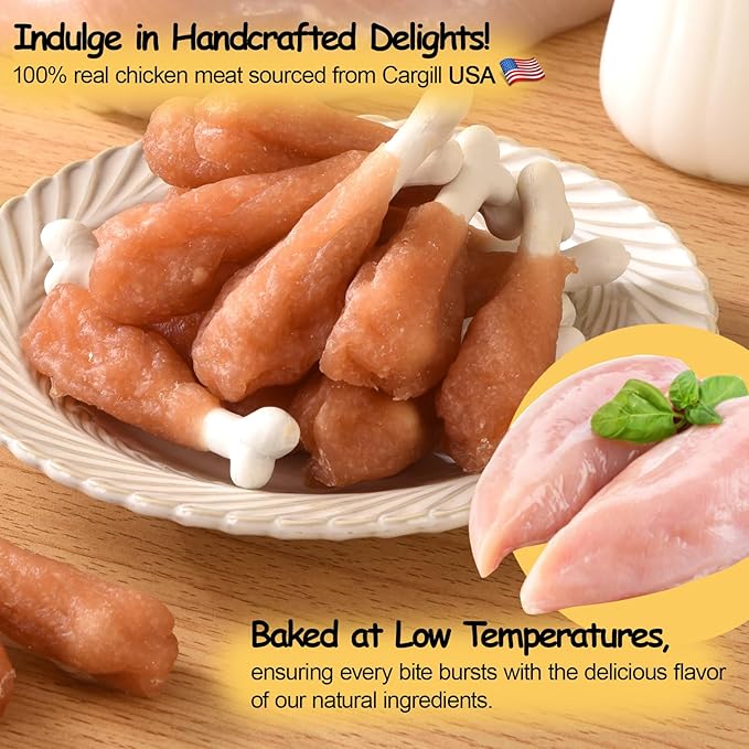 Dog Treats Chews Rawhide Free Real Chicken Calcium Bone Snacks, Teeth Clean Breath Fresh Dog Training Treats