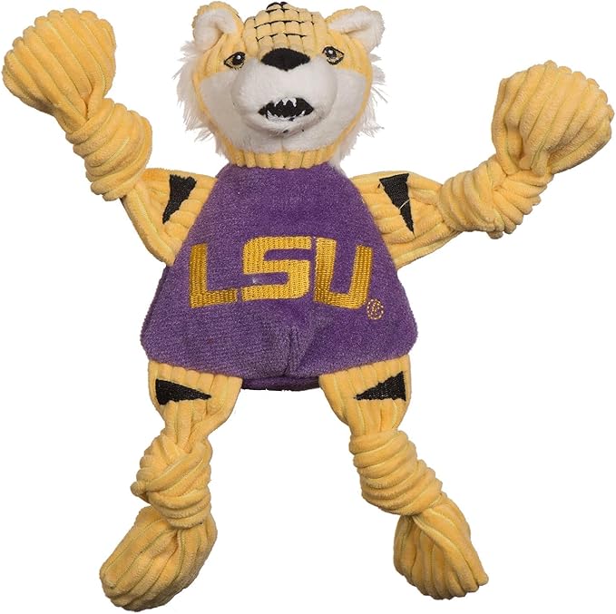 HuggleHounds Knottie Plush Dog Toy - Dog Stuffed Animal Toy, Puppy Toys, Squeaky Dog Toy for Small, Medium & Large Dogs, Durable Plush to Keep Them Busy, Officially Licensed - Mike the Tiger, Small