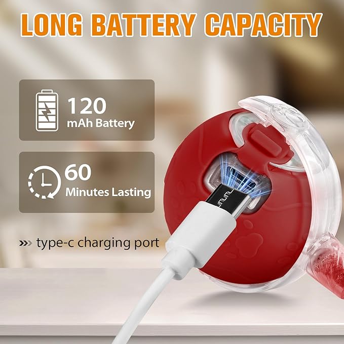 Interactive Cat Toys for Indoor,Automatic Moving Electric Rolling Pet Ball,Smart Teasing Toy for Kitty,3 Modes and USB Rechargeable,Tail 2.0 Cat Feather Toy Red