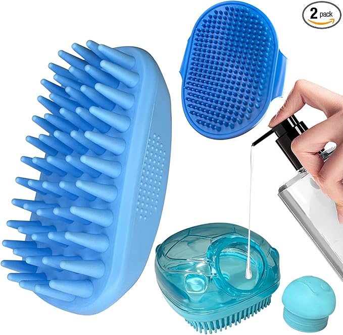 3PCS Dog Bath Brush, Dog Shampoo Brush, Dog Scrubber for Bath,Dog Bath Products are Suitable for Short, Long haired Dogs, Cats, Large Dogs, and Small Dogs