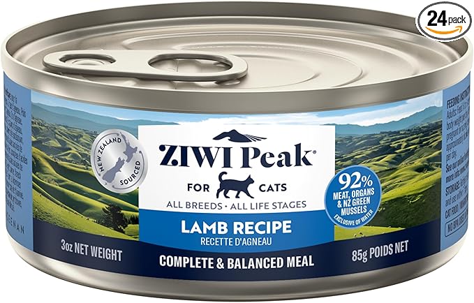 ZIWI Peak Wet Cat Food – All Natural, Lamb, High Protein, Grain Free, Limited Ingredient, with Superfoods 3oz Cans - Pack of 24)