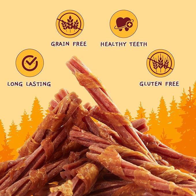 Jungle Calling 22 Count Beef Collagen Sticks, Long Lasting Dog Chews, Chicken Wrapped Treats, Rawhide Alternative for Small Medium Large Dogs, Dental Health, Beef Lung Flavored Bones,14.1 oz