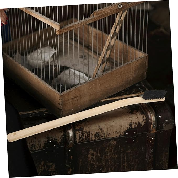 VICASKY 3pcs Bird Cage Cleaning Brush Wooden Handle Versatile Pet Cage Cleaner for Birdcages Parrots and Animals for Easy Maintenance and Quick Cleaning Sessions