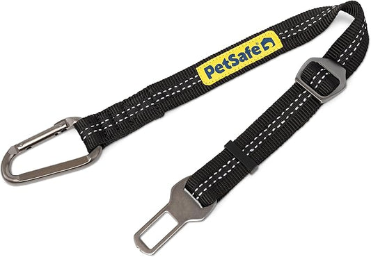 PetSafe Safety Seatbelt Tether Adjustable Dog Seat Belt for Car Works with Any Harness Carabiner Clip, Black - 1 Tether Included