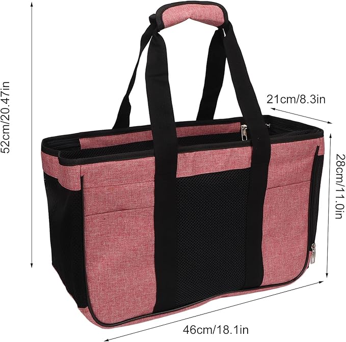 Breathable Cat Carrier with Anti Escape Design, Soft Portable Cat Travel Carrier for Small Pets, Mesh Cat Bag with Pockets and Roll Up Door for Vet Visits Car Travel (Pink with Black)