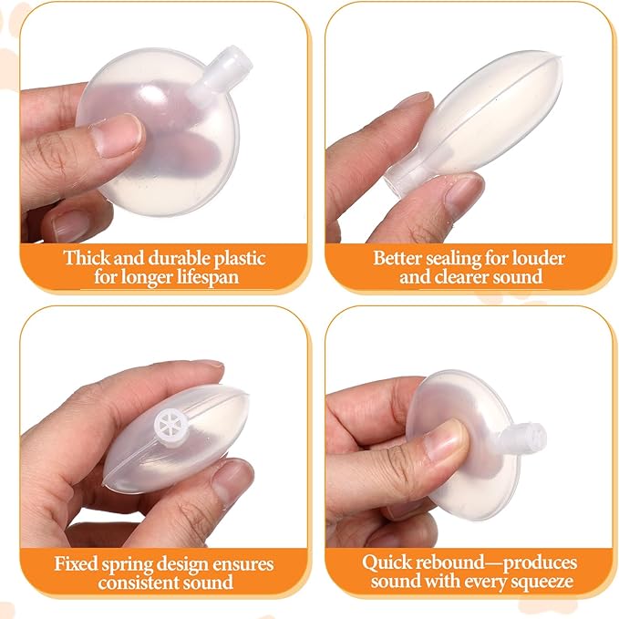 12PCS Plastic Squeakers for Dog Toys, 50mm+30mm Dog Squeakers Replacement Clear Noise Maker Insert Replacement Toy Squeaker Fit for Pet Supply Cat Toys, 2 Sizes