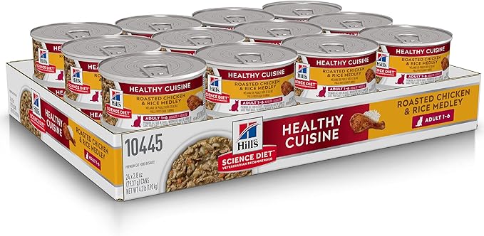 Hill's Science Diet Adult 1-6 Healthy Cuisine Wet Cat Food, Roasted Chicken & Rice Medley in Gravy, 2.8 oz. Cans, 24-Pack