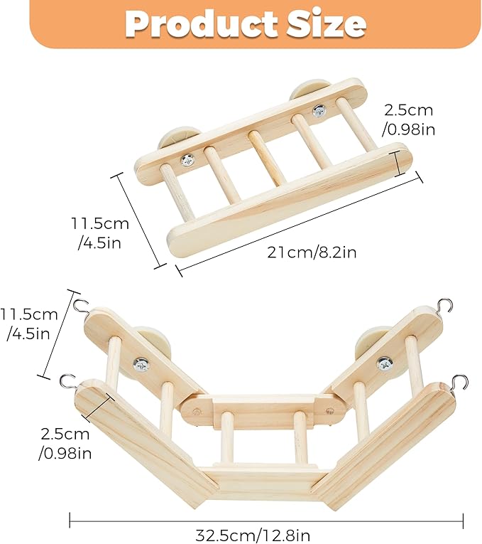 Rat Enrichment Bundle Interactive Puzzle Feeders with Adjustable Climbing Gym Set Includes 2 Foraging Toys and Flexible Wooden Ladder for Rats Mice Small Birds Cage Accessories
