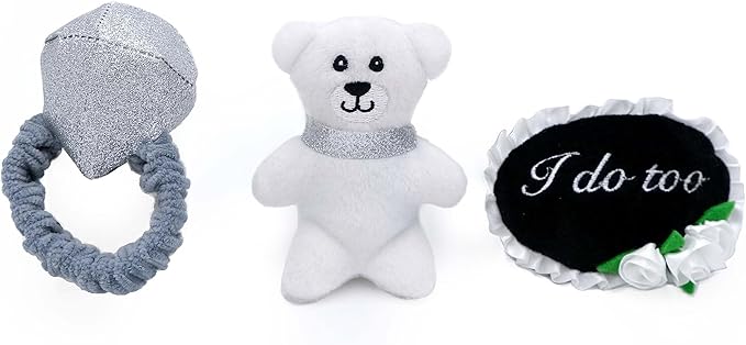 ZippyPaws Wedding Dog Toys - Wedding Ring Box Burrow, Gifts for Dog Couples, Fun Dog Engagement Toys for Photos, Rehearsals, After-Parties, and Wedding Gifts