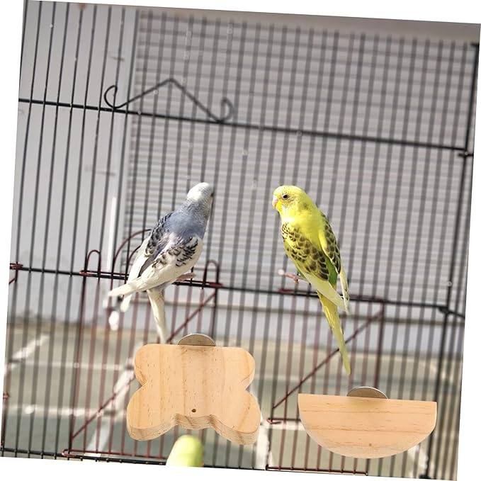 Toddmomy 3PCS Wooden PET Platform Toy for Hamsters Parrots and Birds Sturdy Climbing Stand and Perch for Bird Cages for Small Animal Habitats Natural Wood Material