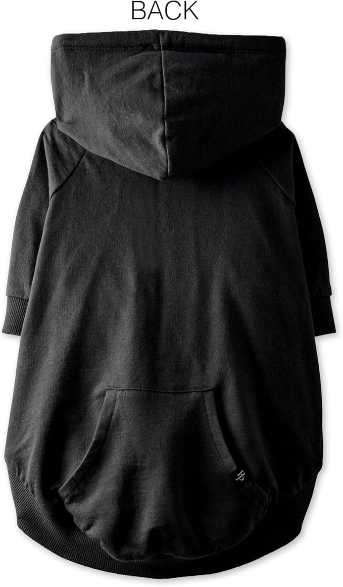 Pet Passion Rocky II - The Extra Comfy Hoodie, Organic Cotton and Recycled Poly Dog Hoodie Pet Coat Sweater for Small, Medium, Large Dogs, Black, Large (40-60 lbs)