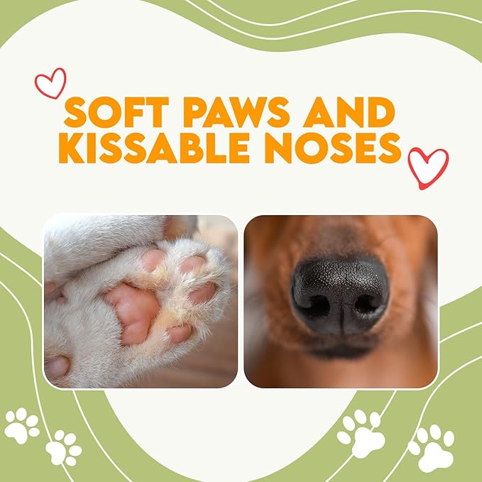 Dog Paw Balm - Coconut, Shea Butter, Jojoba Oil and Beeswax Formula - All-Natural Lick-Safe Pet Paw & Nose Balm for Cracked, Dry Foot & Noses - Soothing & Protective Salve - 60g - 2.1 oz