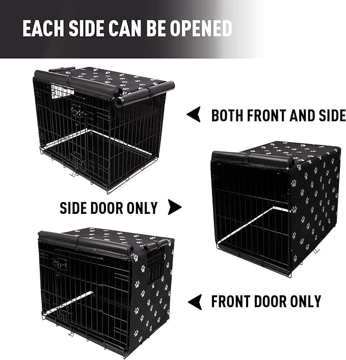 Pet Prime Dog Crate Cover Indoor/Outdoor Durable Windproof 600D Oxford Fabric Pet Kennel Cover Fit for 24 30 36 42 48 Inches Wire Dog Crate for Small and Large Dogs-Cover Only(24 Inch (24"x18"x19"))