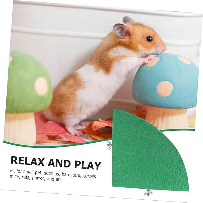 SUPVOX Fan Shape Frosted Wooden for Small Pets Durable Platform for Hamsters Parrots and Squirrels Chew Pet Cage Accessory Random Color