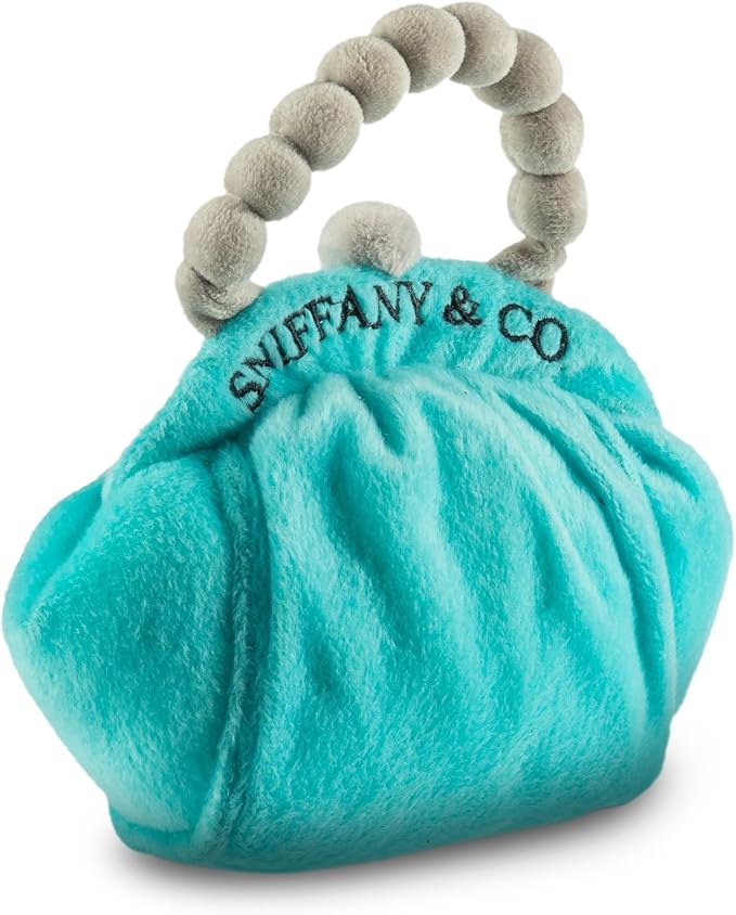 Diggin Designs Sniffany & Co Squeaky Plush Dog Toy Purse | Luxury-Inspired Parody Designer Handbag with Built-in Squeaker, Soft Plush Fashion Dog Toy – Haute Couture Purses & Handbags