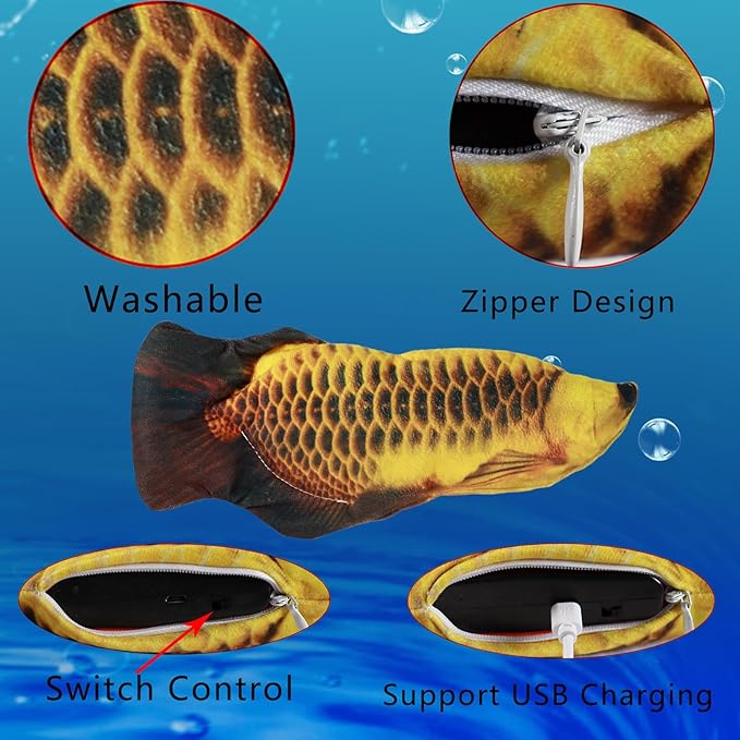 VAIZIQ Realistic Flopping Fish Dog Chew Toy - Electric Moving Interactive Pet Toy for Small Medium Dogs, Chew Rocking Toy for Indoor Outdoor Exercise