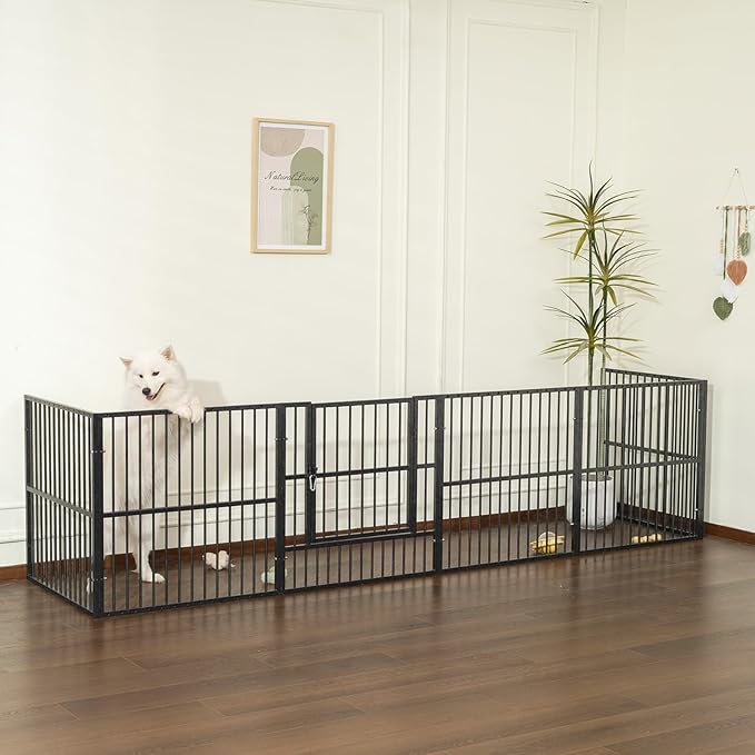 Dog Playpen - 32" Height Dog Pen, Heavy Duty Puppy Pen with Door, Safe & Sturdy, Easy Assemble for Indoor/Outdoor Pet Playpen (8 Panels with Door)