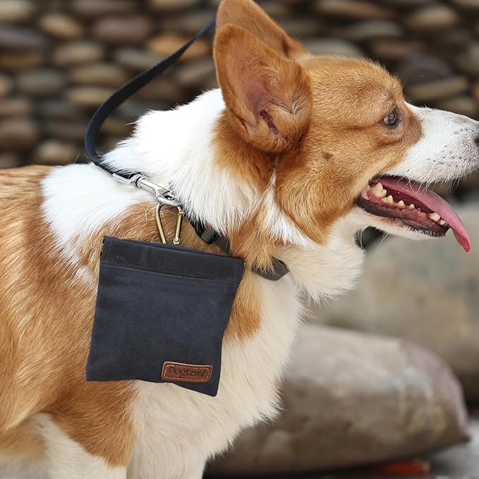 Dog Training Kit,Puppy Dog Treat Pouch Bag with Dog Clicker and Silent Whistle with Lanyard,Hands-Free Training Dog Treat Pouch,Includes Carabiner,for Pet Puppy Travel or Outdoor Use(Navy)