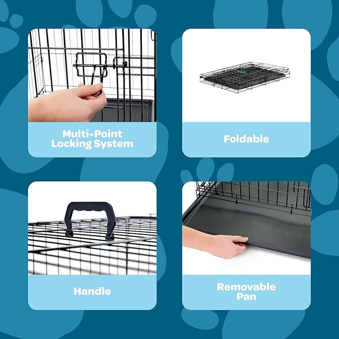 Carlson Pet Products SECURE AND FOLDABLE Single Door Metal Dog Crate, Small, 24.0"L x 18.0"W x 19.0"H