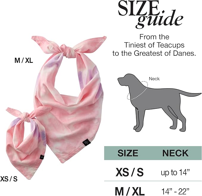 Pet Passion Bandit - THE PET Bandana 100% Organic Cotton Pet Bandanas Clothes for Small, Medium, Large Dogs, Pink Tie Dye, Medium/XL