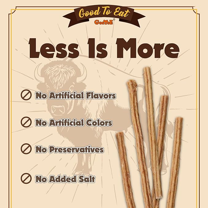 Gootoe Buffalo Dog Treats, Natural Low-Fat Chews for Training & Rewards, Limited Ingredient, Puppy Treats for Small Dogs & Puppies, Buffalo Bites Stick (Small), 8 oz