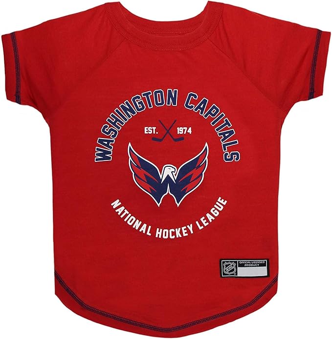 NHL Washington Capitals Tee Shirt for Dogs & Cats, Medium. - Are You A Hockey Fan? Let Your Pet Be An NHL Fan Too!