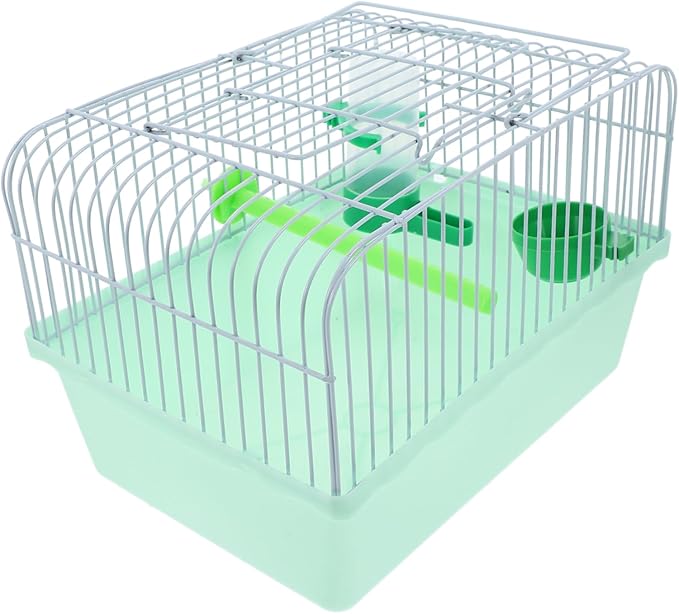 POPETPOP Portable Multi Functional Bird Travel Cage for Parakeets and Parrots with Spacious Abs and Iron Frame Includes Perch Food Box Water Dispenser and Easy to pet Carrier Random Color
