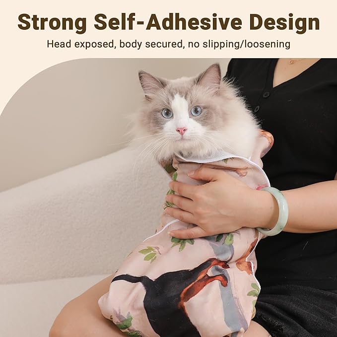 Purrfect Peace Cat Swaddle Wrap – 23.6" Professional Calming Restraint Bag for Grooming, Nail Trimming & Medicine - Adjustable Cat Restraint for Grooming, Nail Clipping & Vet Visits