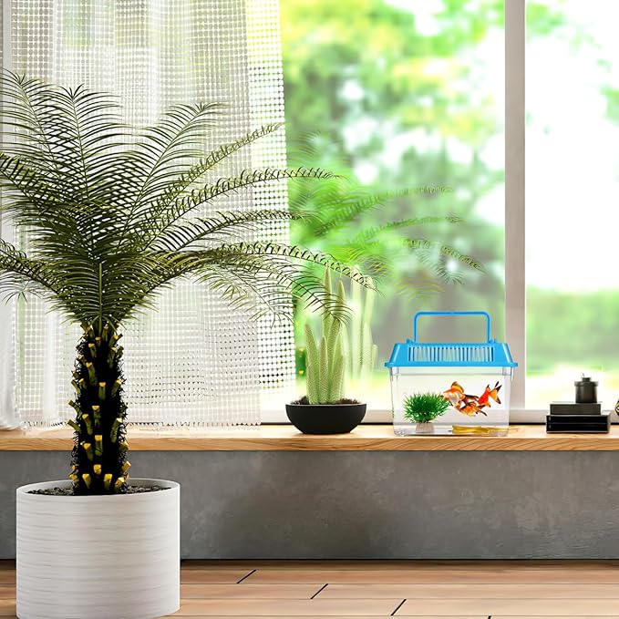 Portable Fish Tank 4-Pack Handheld Aquarium 5.90X4.33X3.74In Transparent Turtle Box Plastic Fish Carrier with Handle for Small Reptiles and Hamsters