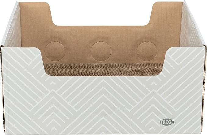 Trixie Scratching Box - Cardboard Cat Scratcher Bed with Two-Sided Scratch Pad - Indoor Cat Furniture with Play Catnip