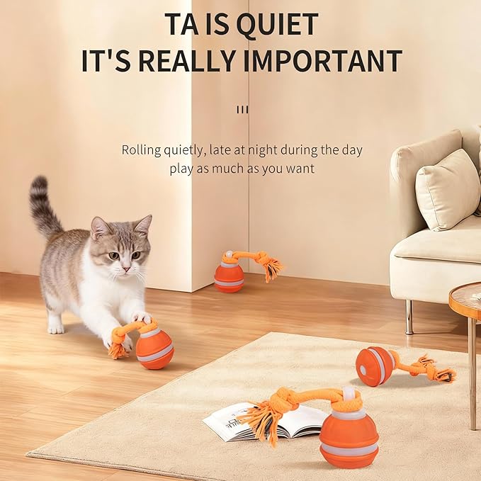 2-Pack Interactive Dog & Cat Toys for Small Dogs Indoor Cats - Auto Moving Balls with Chirping Squeaky Sounds, Rechargeable Motion Activated Boredom Buster, Easter Basket Essentials