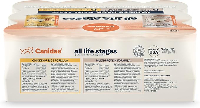 Canidae All Life Stages Premium Wet Dog Food Variety Pack, Multi-Protein Recipe and Chicken & Rice Recipe, 13 oz. (Case of 12)