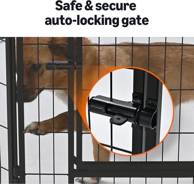 Amazon Basics Dog Playpen, 16 Panels Metal Fence with Door, Foldable for Indoor and Outdoor Use, Suitable for Small to Medium Sized Dogs, 36 Inch Height, Black