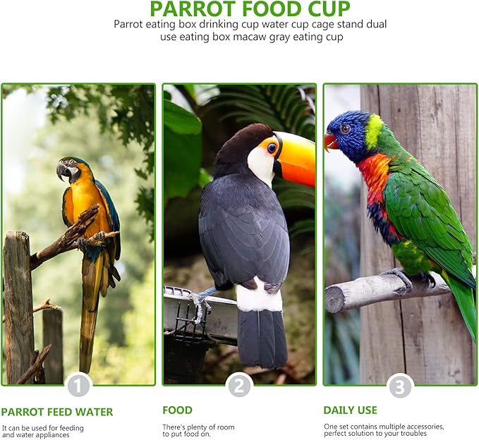 balacoo 1set Portable Parrot Food Cup Lightweight Feeder for Birds Multi-Functional Bowl for Eating Drinking for Parrots Pets Relief Tub