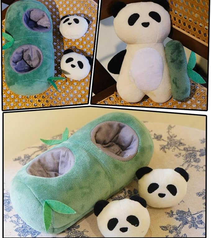 Dog Puppy Snuffle Hide-and-Seek Toy Set Cute Panda Bamboo Shapes Crinkle Paper BB Sound Slow Feeding Pet Toy Dog Accessories Gift for Christmas (Bamboo)