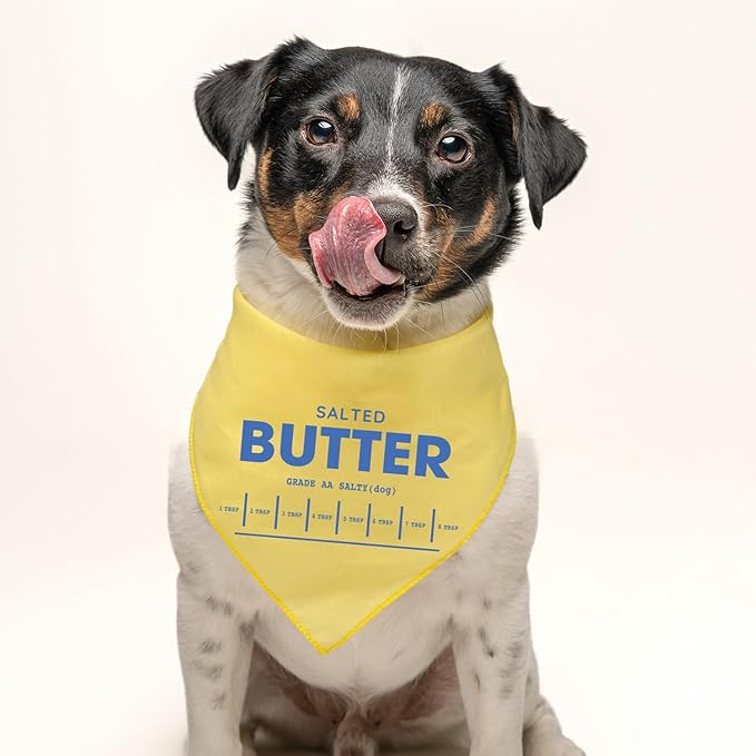 Stick of Butter Costume Dog Bandana | 100% Cotton Adjustable Triangle | Made in USA | Funny Food Costume | Yellow Stick Look | Kitchen Fun | Halloween | Dog Humor |Yellow, X-Small (1379)