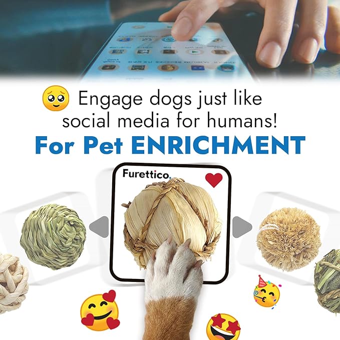 Natural Dog Chew Toy, 1pcs Woven Grass Chew Ball for Dogs, Dental Teething Toy & Interactive Fetch Toys, Outdoor Rattan Digestible Chew Ball for Boredom Relief - Seaweed & Corn Husk