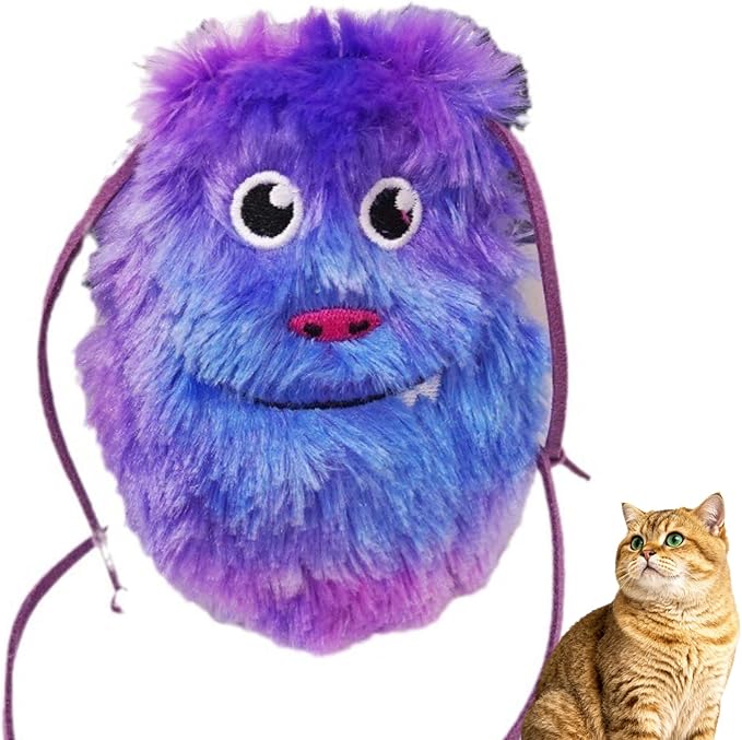 Cute Monster Plush Catnip Toy Interactive Soft Chew Plush Catnip Toys for Indoor Cats and Kittens 3.9" (Purple)