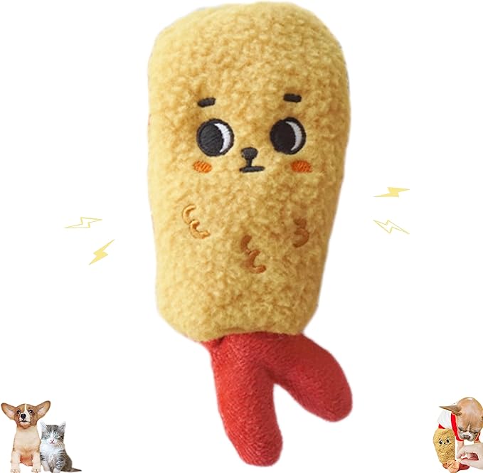 Rustling Squeaky Pet Toys Foodie Fried Shrimp Tempura Toy Interactive Dog Puzzle Plush Chew Toys Hiding Brain Stimulating for Puppy Small Medium Dogs Cats