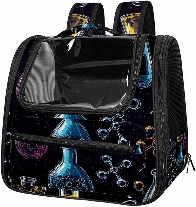 Chemistry Science Seamless Pattern Cat Carriers Dog Carrier Pet Carrier with Locking Safety Zippers for Cats, Kitties, Puppies and Small Dogs