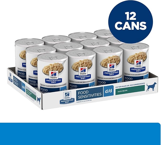 Hill's Prescription Diet d/d Food Sensitivities Wet Dog Food, Duck, 13 oz. Cans, 12-Pack