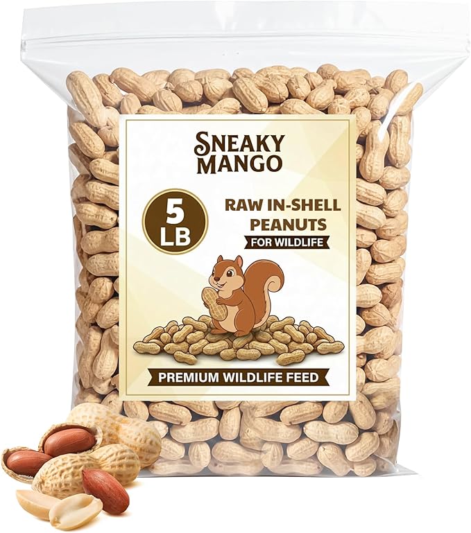 Sneaky Mango Raw Peanuts in Shell - 5 Pounds – All-Natural Food for Squirrels, Deer, Birds, and Other Wildlife Animals – Grown in the USA for Healthy Nutrition